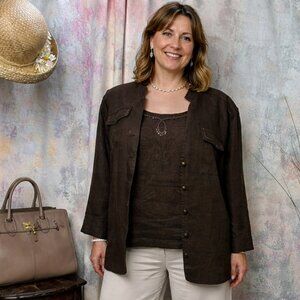 VTG 📌JÖRG PETERSON Linen Tank Top with Sequins and matching Jacket